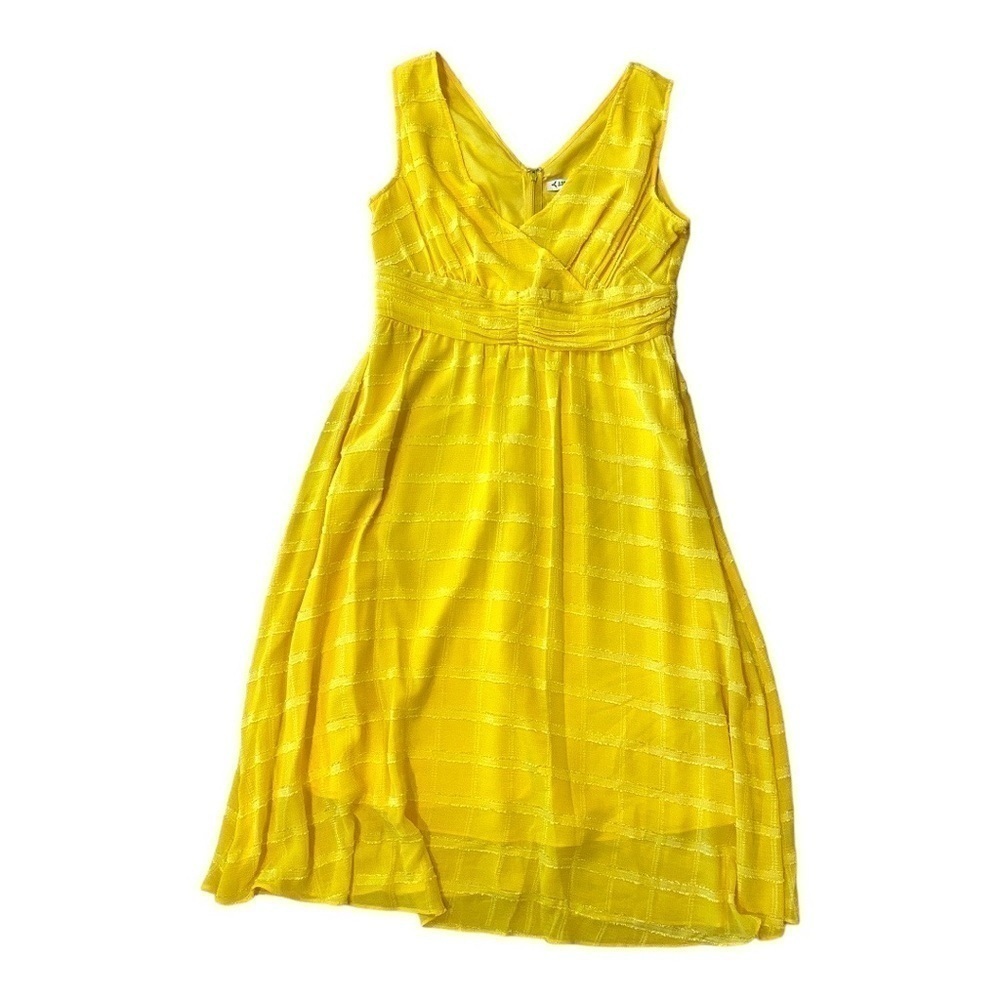 Nanette Lepore Yellow Sleeveless V-Neck Midi Dress - Size 10 - Picture 3 of 4